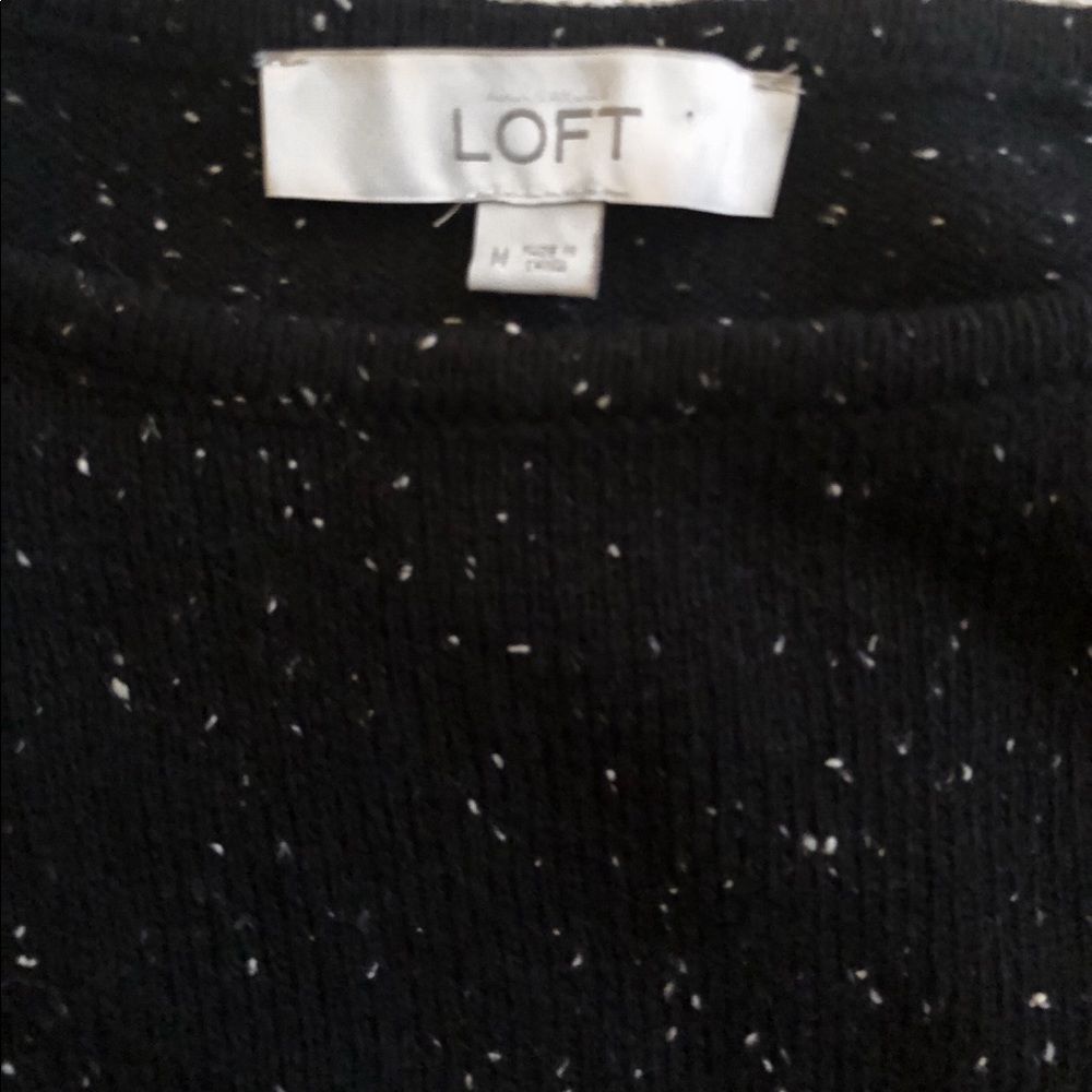 Loft Black and White Mixed Media Speckled Sweater - Picture 2 of 5